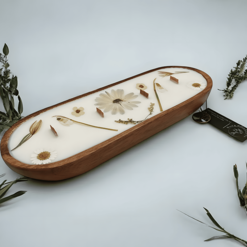 Long Wooden Tray Candles