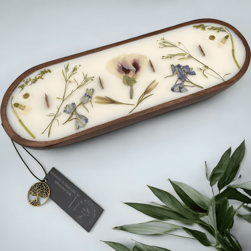 Long Wooden Tray Candle