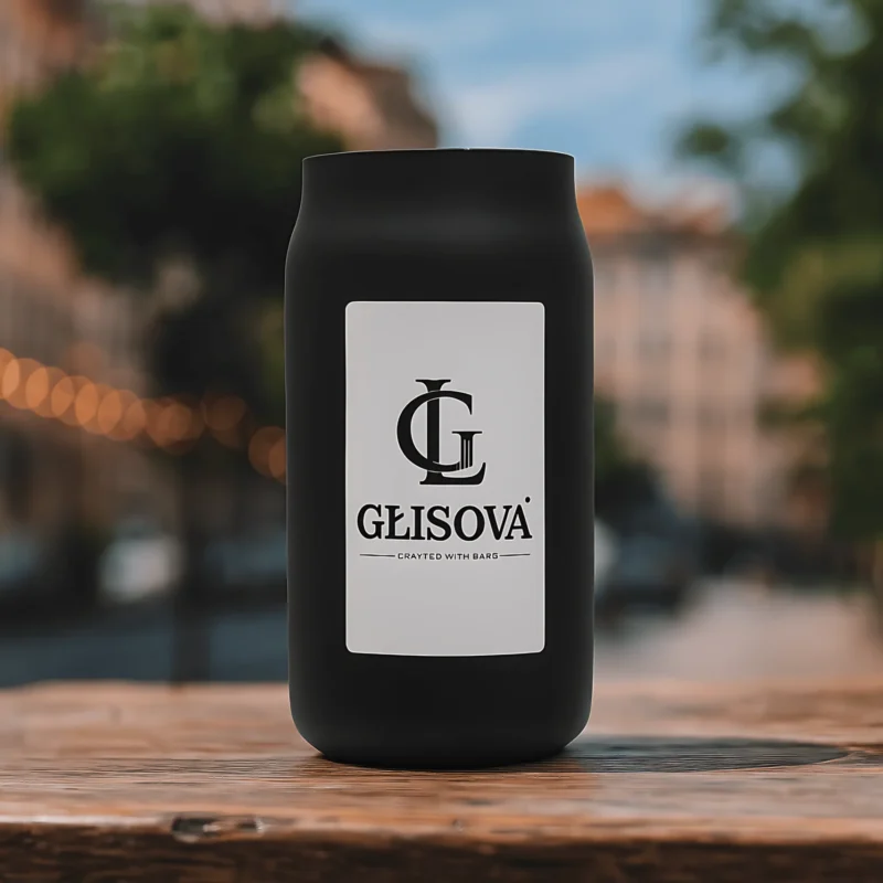 GLISOVA Horizon Collection soy candle with a cobalt blue rim.