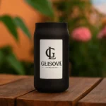 GLISOVA Horizon Collection soy candle with a cobalt blue rim.