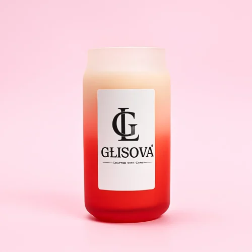 GLISOVA Offshore scented soy candle in red ombre jar