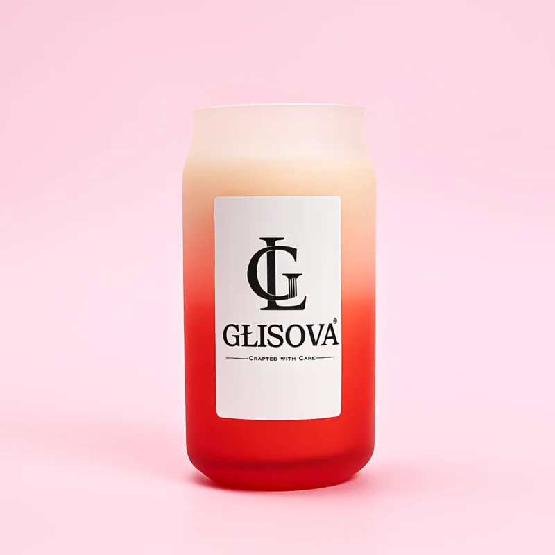 GLISOVA Offshore scented soy candle in red ombre jar