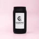 GLISOVA artisan candle with a blue rim in a home setting.