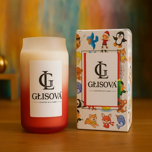 Hand-poured natural soy wax candle with artistic gift box.
