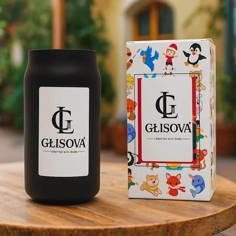 Luxury scented candle 'Study Nocturne' in a clear glass jar.
