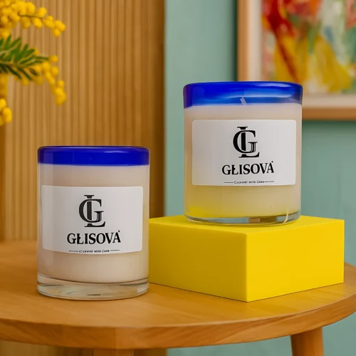 Luxury scented candle 'Study Nocturne' in a clear glass jar