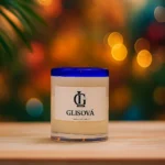 Luxury scented candle 'Study Nocturne' in a clear glass jar.